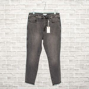 GOOD AMERICAN Good Curve Skinny Crop Denim Jeans Raw Size 14/32